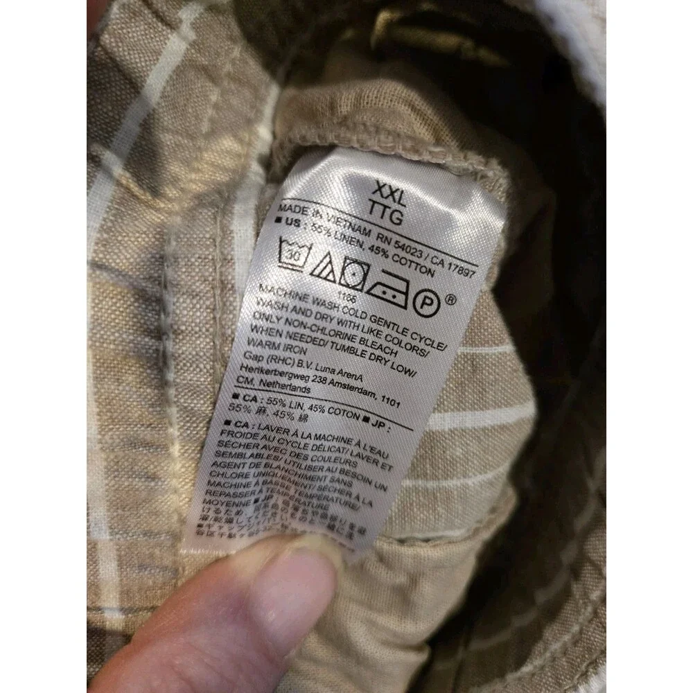 Banana Republic linen-blend drawstring deck shorts neutral tan/ white Men's XXL